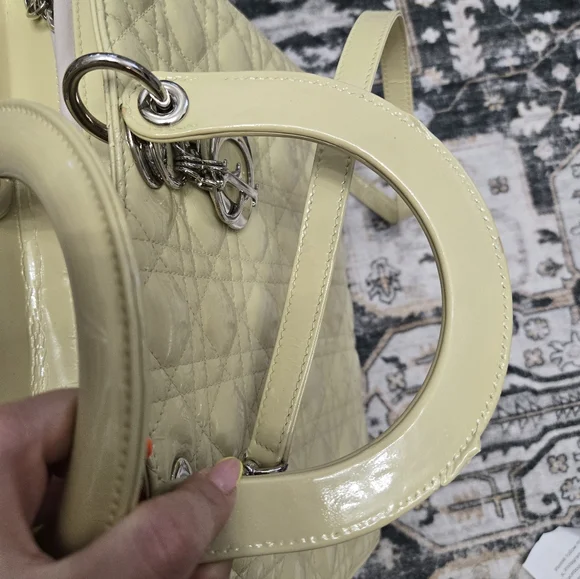 Christian Dior Lady Dior Bag Cannage Quilt Patent Large - Picture 8 of 16